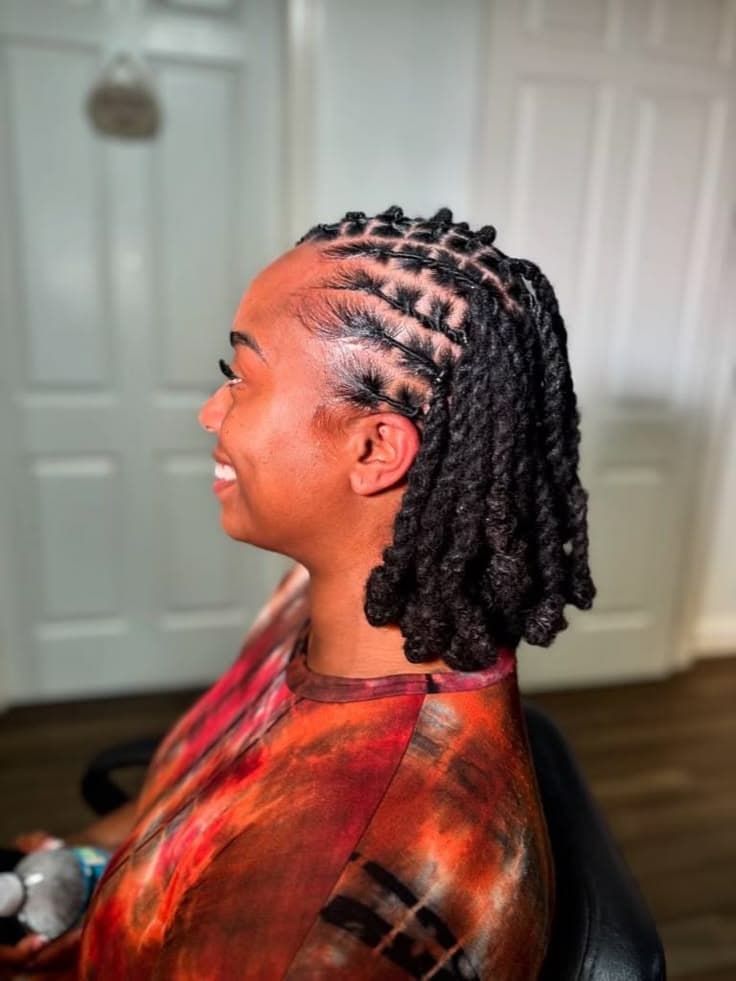Chunky finger locs styled at Irene's Hair Beauty, Baltimore MD